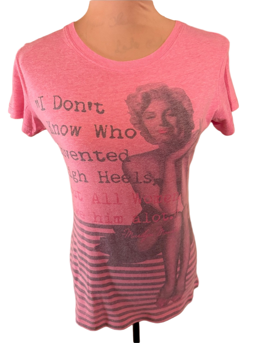 Hollywood Legends Marilyn Monroe Pink Women's Crewneck Tee with Vintage Print